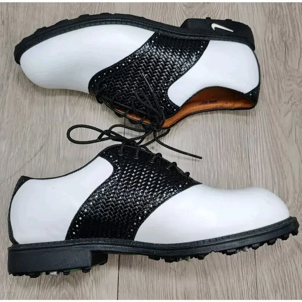Nike Leather Golf Shoe Kempshall Last Mens 7 White Black‎ Gore-Tex 183235-101